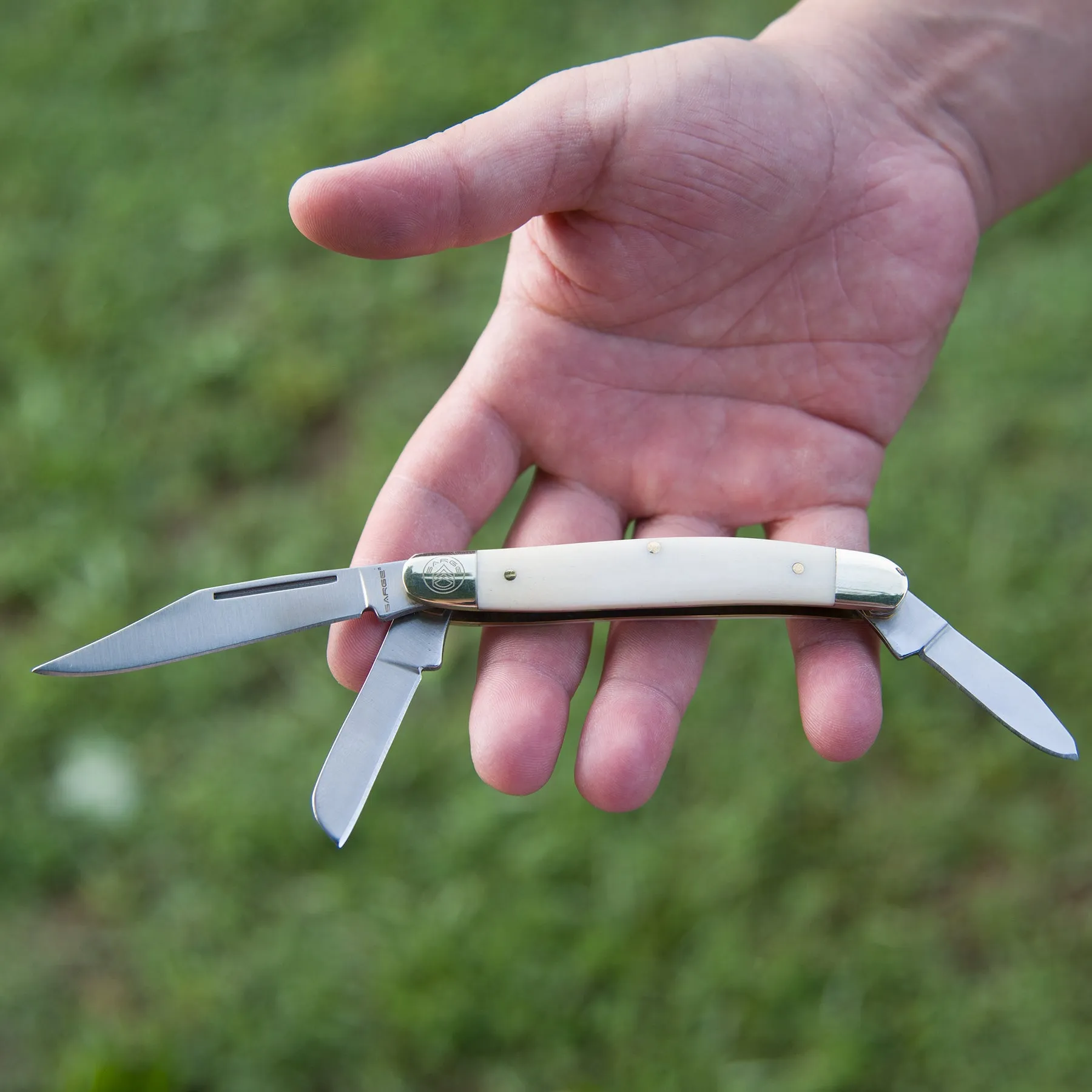 Amigo - White Bone 3 Blade Stockman
