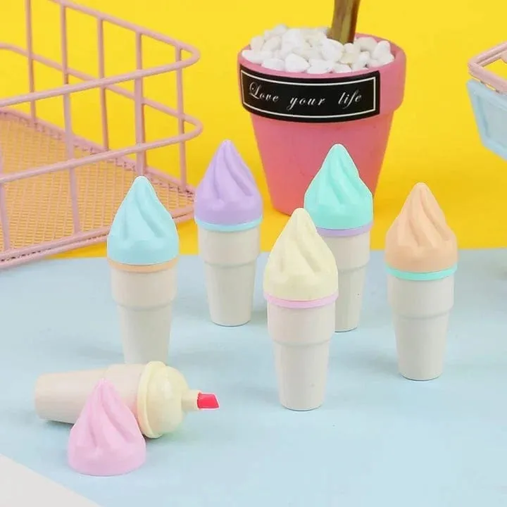 Cute Mini Cone Highlighter Set Of 6