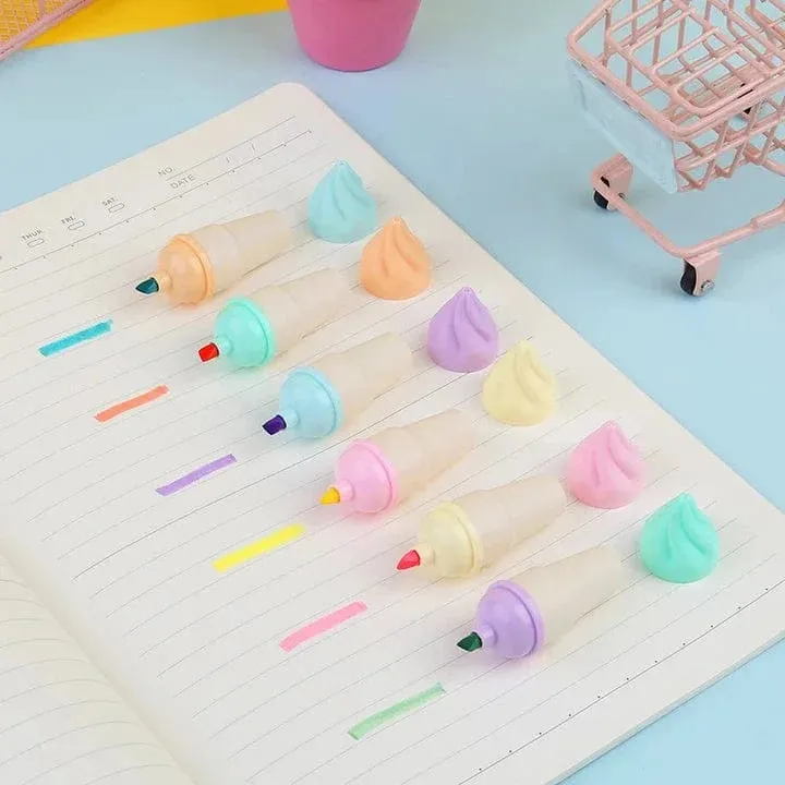 Cute Mini Cone Highlighter Set Of 6