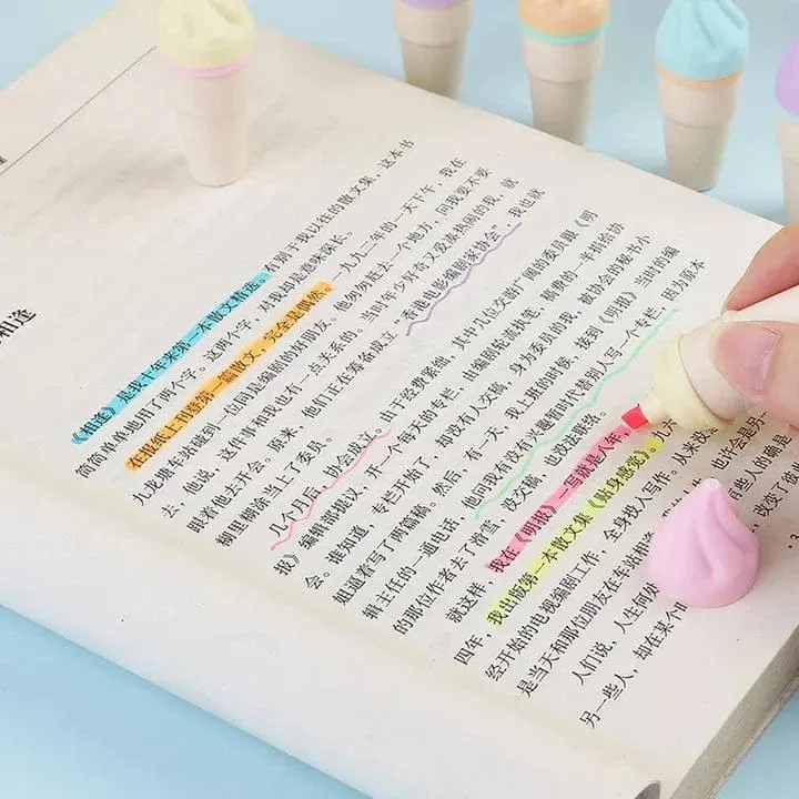 Cute Mini Cone Highlighter Set Of 6