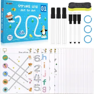 Kidology Educational Preschool Handwriting Practice Activity Writing Learning Toys - Montessori Busy Book & Number Letter Shape Coloring Tracing Book for Toddlers (Dot to Dot - Stage 1)