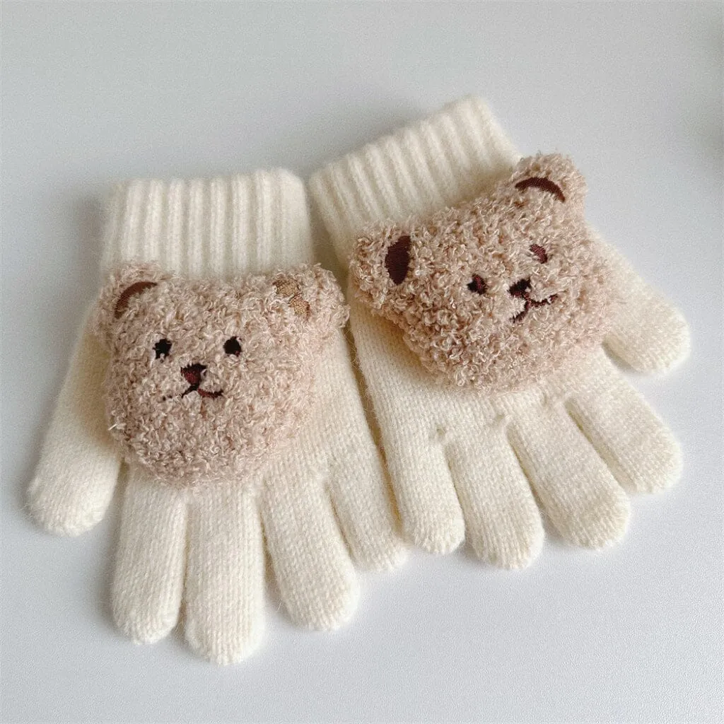 Teddy Bear Knitted Gloves