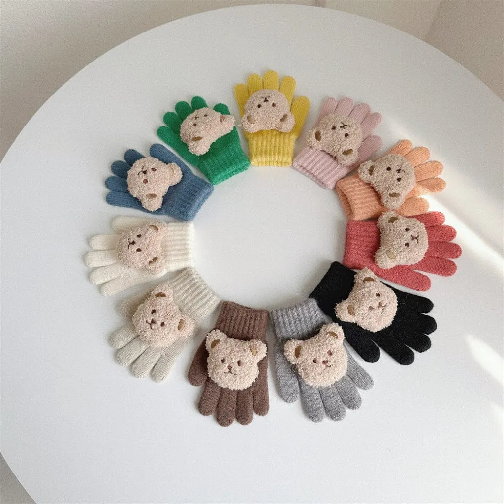 Teddy Bear Knitted Gloves