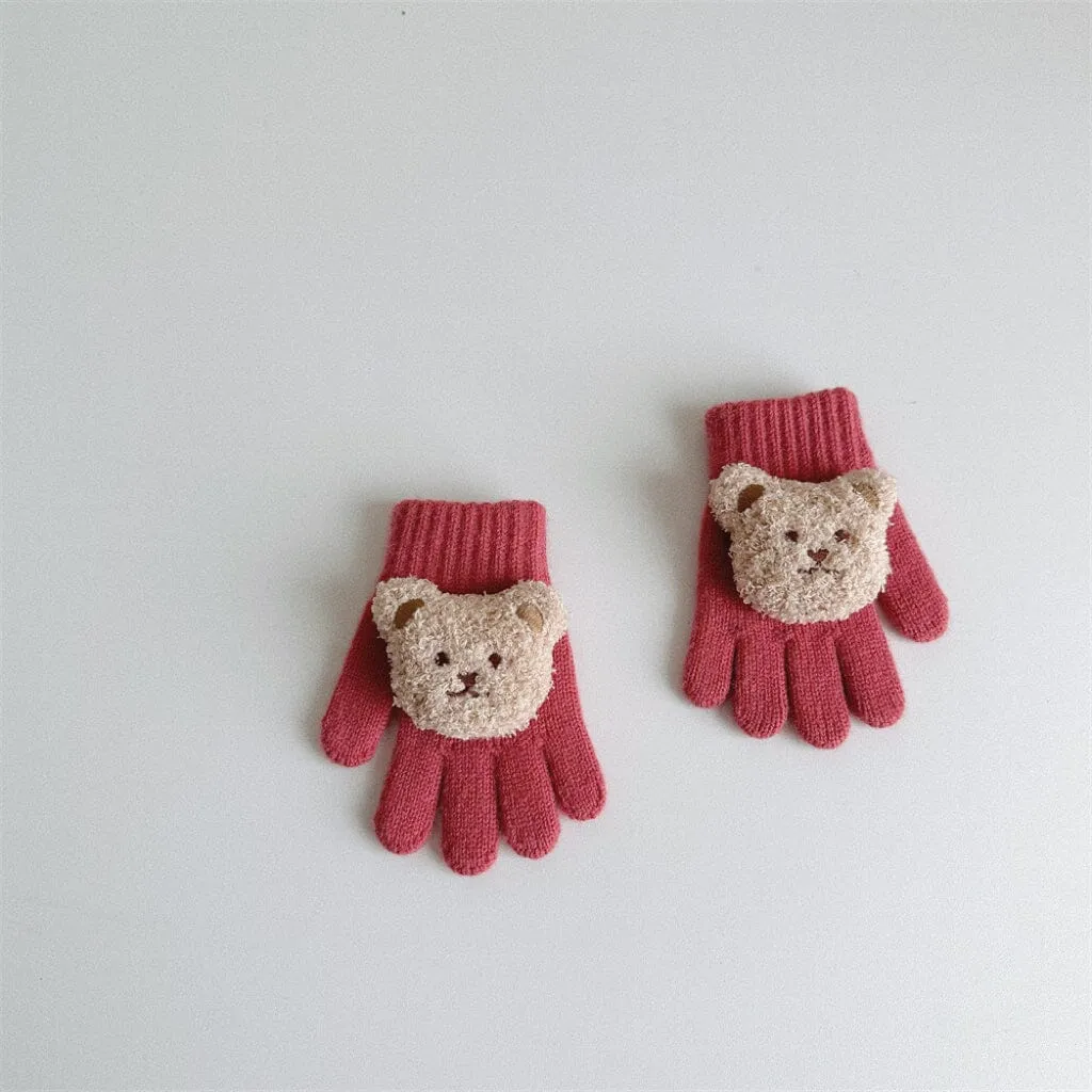 Teddy Bear Knitted Gloves